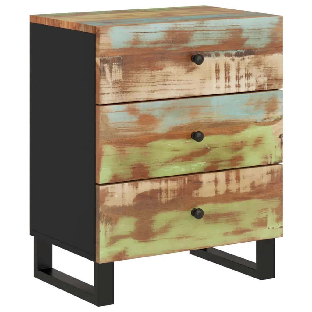 Comodino 50x33x62cm Legno Massello Recupero e Legno Multistrato 350662