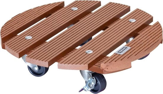 Carrello per piante Ø 29 x 75 cm I Carrello per fiori per interni + esterni I Carrello contenitore in legno FSC® materie plastiche composte terracotta I 2 freni I Capacità di carico 100 kg - 20053501