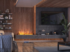 Camino a Vapore Elettrico da Incasso 120x48,5x33 cm Invapo Insert con Ricarica Automatica e LED RGB Nero