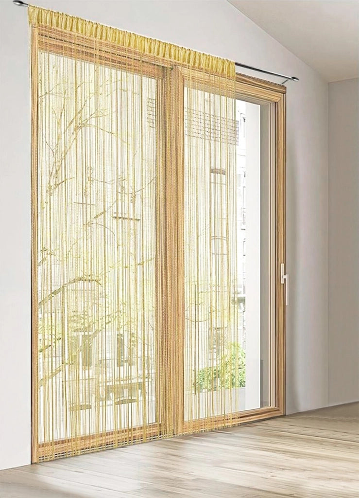 Tenda a Fili Elegante Per Porte Finestre Pannello 100x200 Cm Divisorio Camere Stanze Ambienti Oro