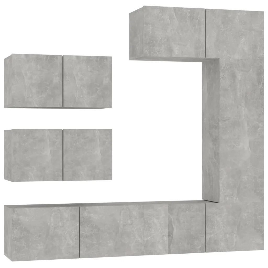 Set di Mobili Porta TV 6 pz-Credenza per TV Grigio Cemento in Legno Multistrato 701747