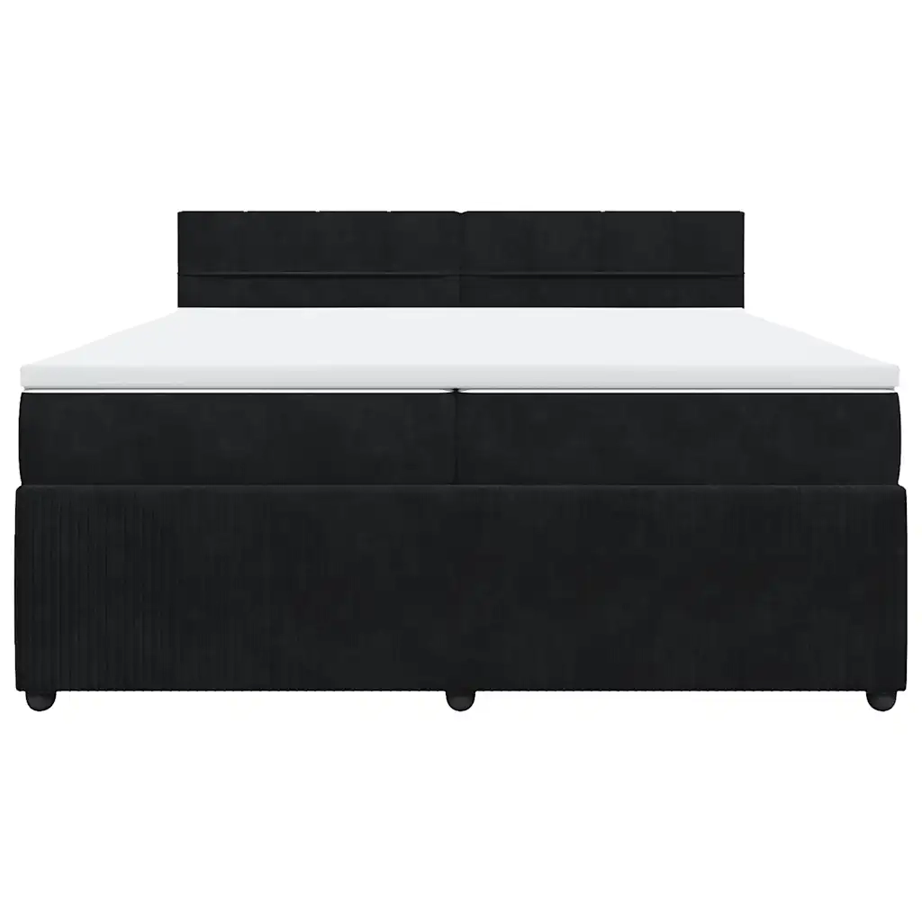 Giroletto a Molle con Materasso Nero 200x200 cm in Velluto