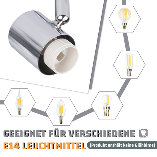 ZMH Faretto da soffitto E14 bianco 4 luci vetro da interni Girevole Vintage per corridoio camera albergo