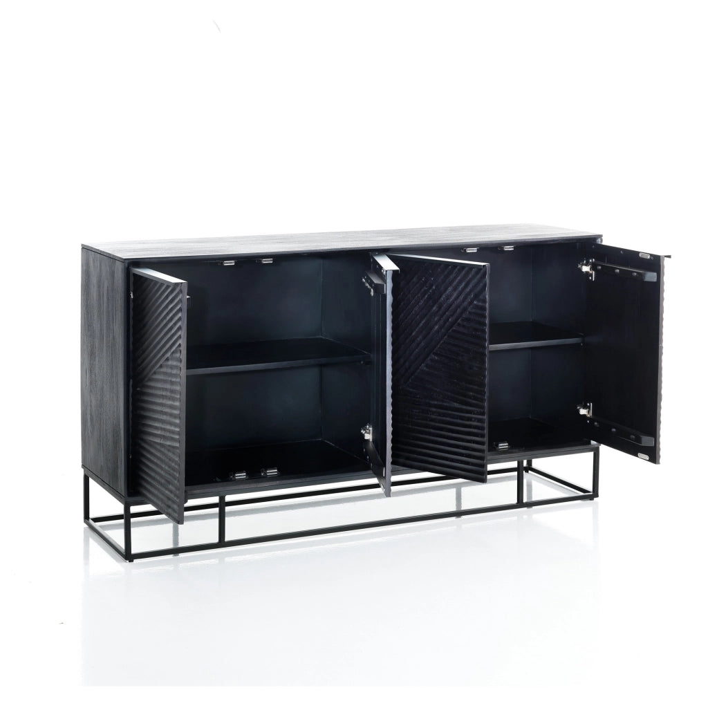 Madia 4 ante in legno massello tinto wengè cm. H.80 x L.150 x P.40