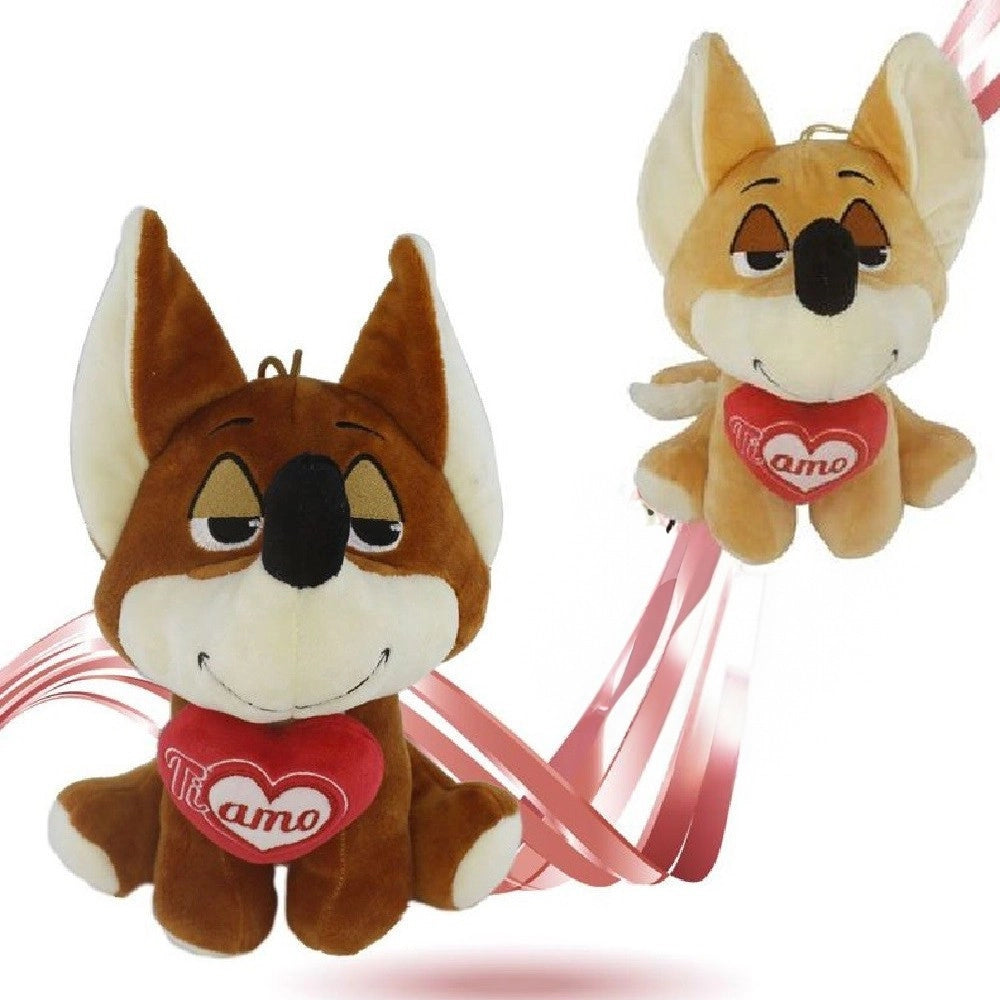 Trade Shop - Volpe Peluche 22 Cm Con Cuore Ti Amo Idea Regalo San Valentino Col. Ass. 92447 -