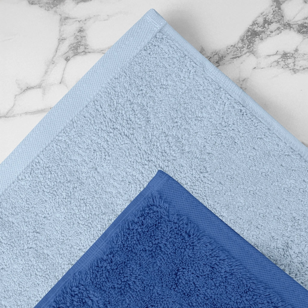 Asciugamani Bagno 100% Spugna Puro Cotone 450 Gr 6 Pezzi 3 Salvietta Viso 3 Asciugamano Ospite Mani Qualità Salviette Super Morbide Bicolore Azzurro