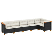 Set Divano da Giardino 6 pz | Set Salotto da Giardino con Cuscini Nero in Polyrattan