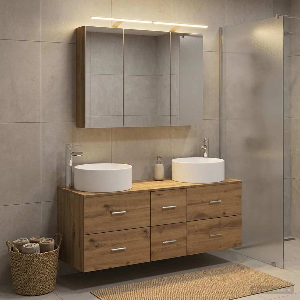 Set di mobili per il bagno 4 pz Rovere Artigianale 3407102