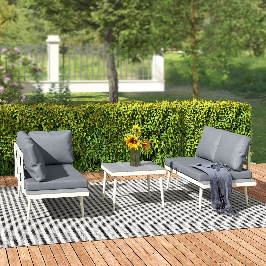 Set Salotto Giardino 2 Divani con Cuscini e Tavolino ¨C Zephmum ¨C Grigio