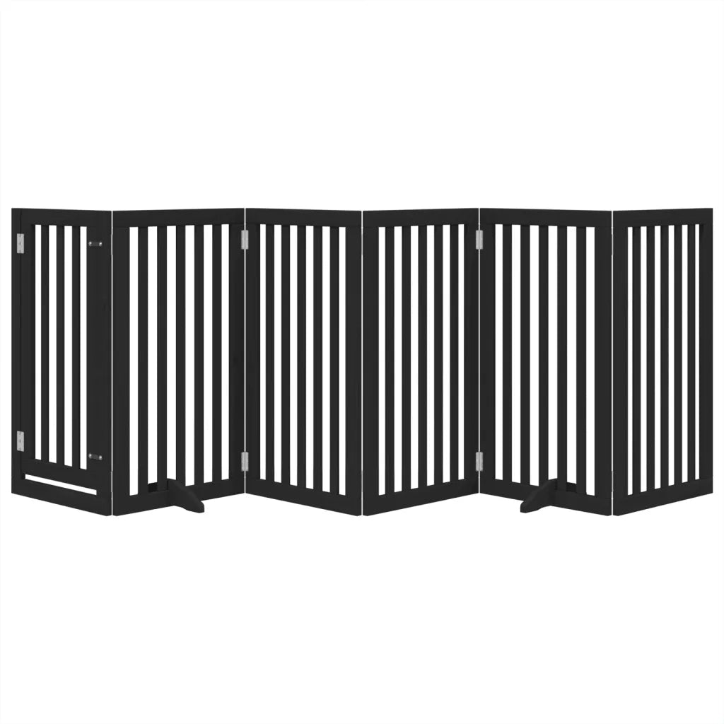 Cancello per Cani Porta Pieghevole Nero 6 Pannelli 300cm Pioppo CFW2802536