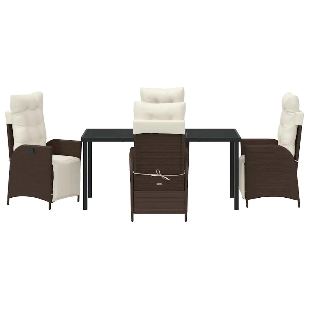 Set da Pranzo per Giardino con cuscino 5 pcs Marrone polyrattan 3380543