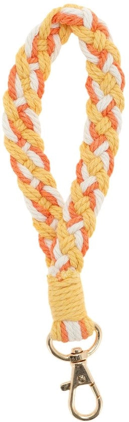 Sostegno per chiavi stile bohemien - Catena macramé in cotone - Grata per chiavi - Sostegno per chiavi robusto - Sostegno per chiavi esclusivo per donne - Manufatto a mano con motivi floreali - Sostegno per chiavi con anello.