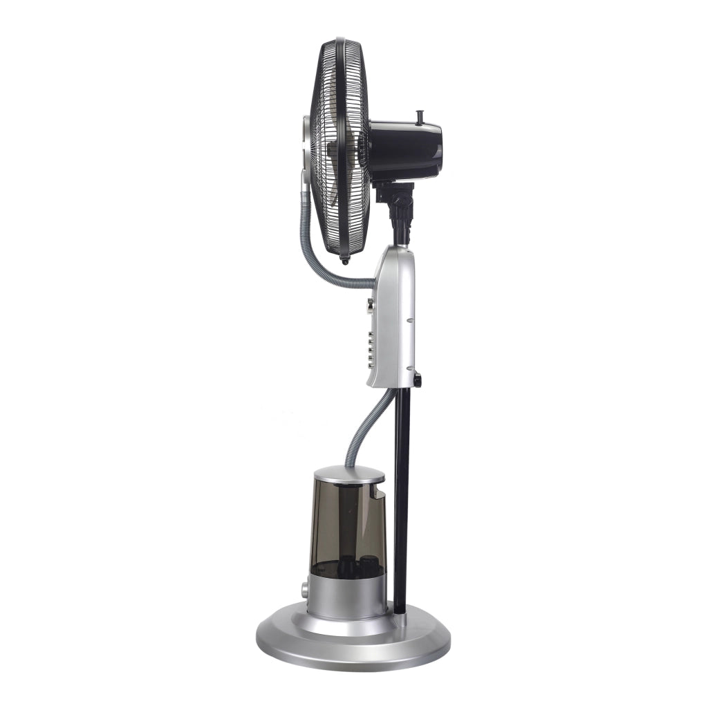 Ventilatore a Piantana con Nebulizzatore Regolabile - 3 Velocitá, Modalitá Oscillazione, Testa Inclinabile - Motore 75W Timer a 60 min. - Argento