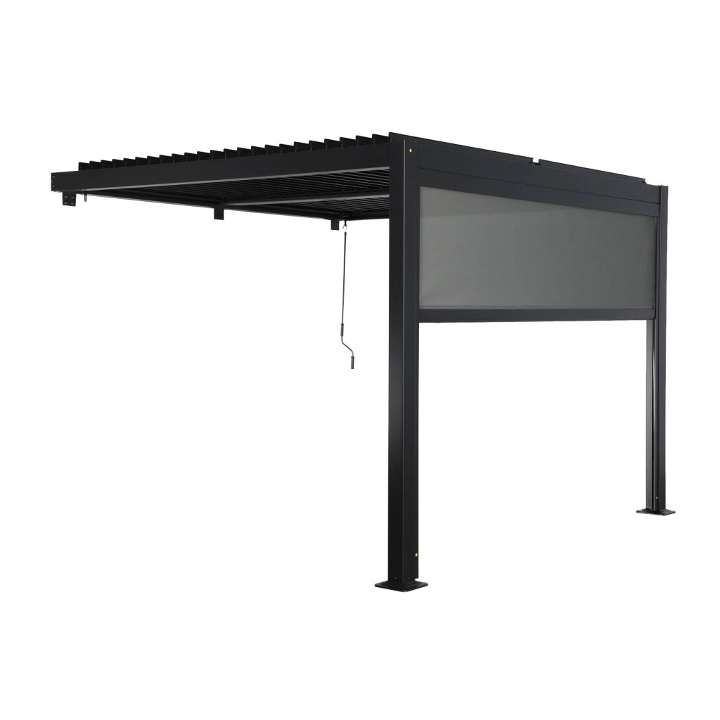 Pergola bioclimatica in alluminio addossata 3x3m + 1 tenda 3m palace,