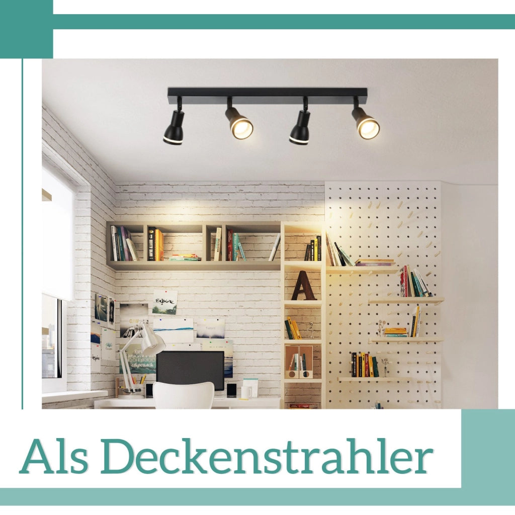 ZMH Faretto da soffitto neri 4 luci GU10 metallo orientabili per cucina ufficio soggiorno camera letto senza lampadina