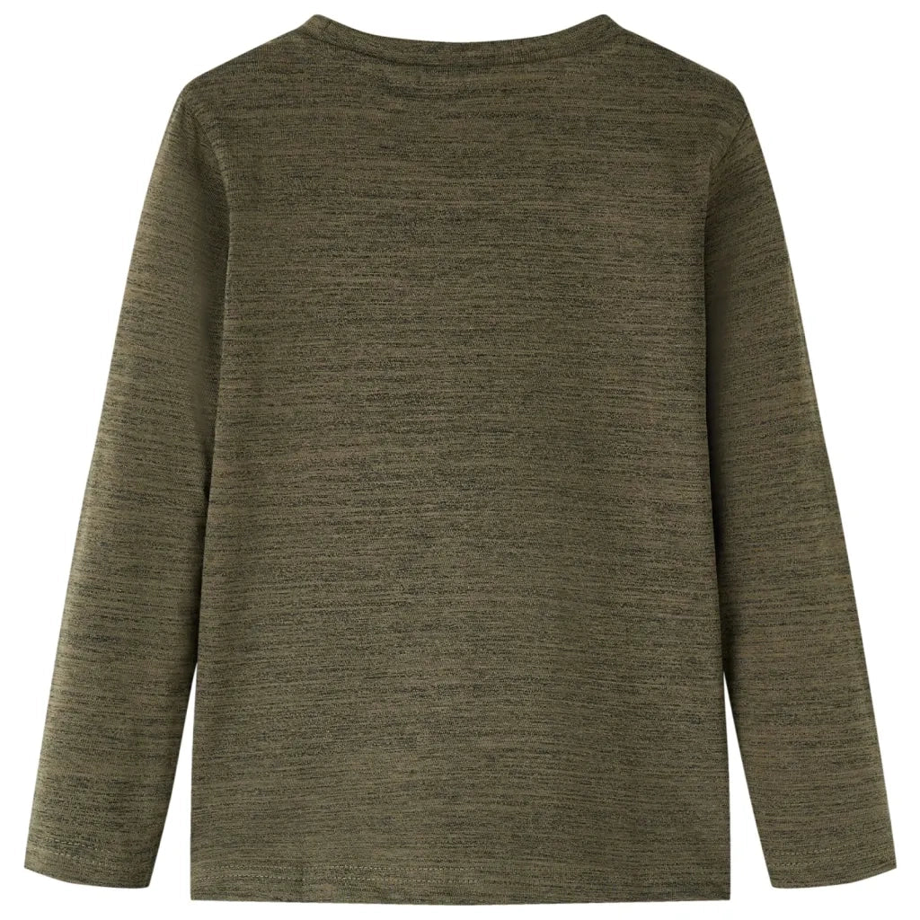 Maglietta Bambino Maniche Lunghe Cachi Scuro MÃ©lange 128cod mxl 84348