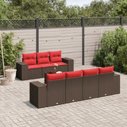 Set Divani da Giardino 8 pz con Cuscini Marrone in Polyrattan 3222333