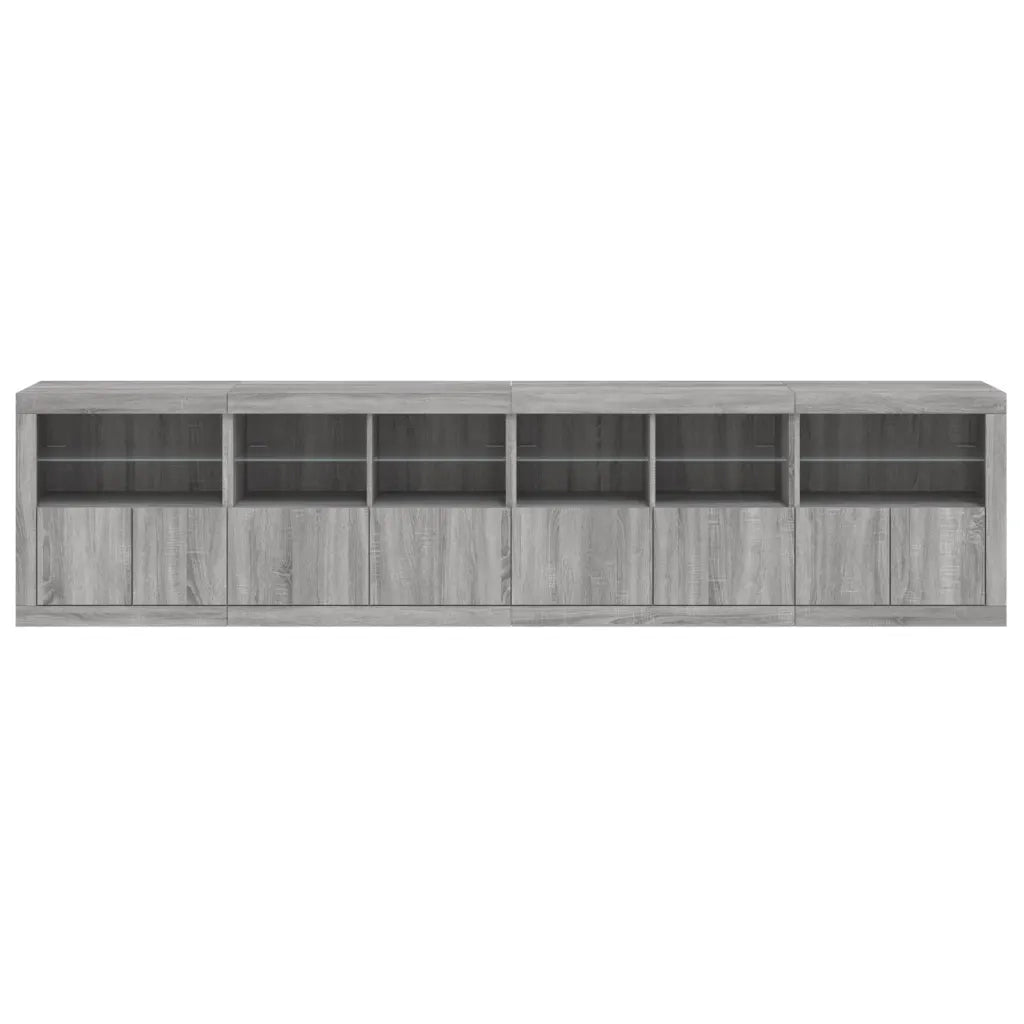 Credenza con Luci LED Grigio Sonoma 283x37x67 cm 3209021