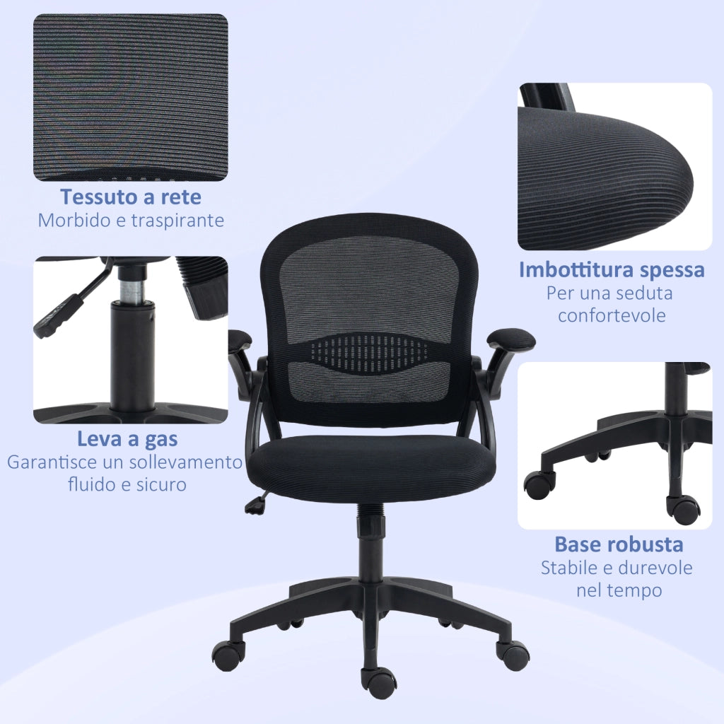 Sedia da ufficio ergonomica ¨C Zephmum ¨C Schienale a rete regolabile nero 65.5x61.5x88-97.5cm