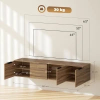 Mobile Porta TV Sospeso fino 65" con 3 Armadietti in Stile Industriale, Marrone Rustico