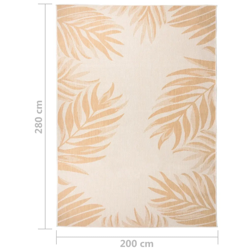 Tappeto da Esterni a Tessitura Piatta 200x280cm Motivo a Foglie cod mxl 55831