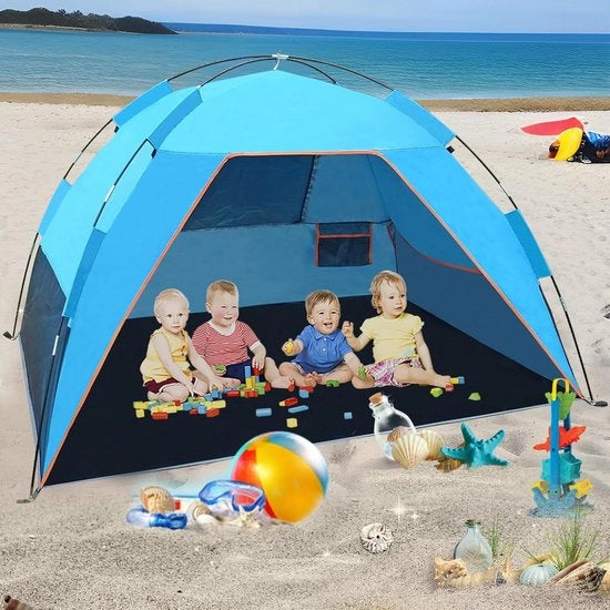 Tenda da Spiaggia con Protezione UV 50+ per 3-4 Persone - Tenda da Campeggio Facile da Trasportare per Famiglie Picnic Giardino Pesca