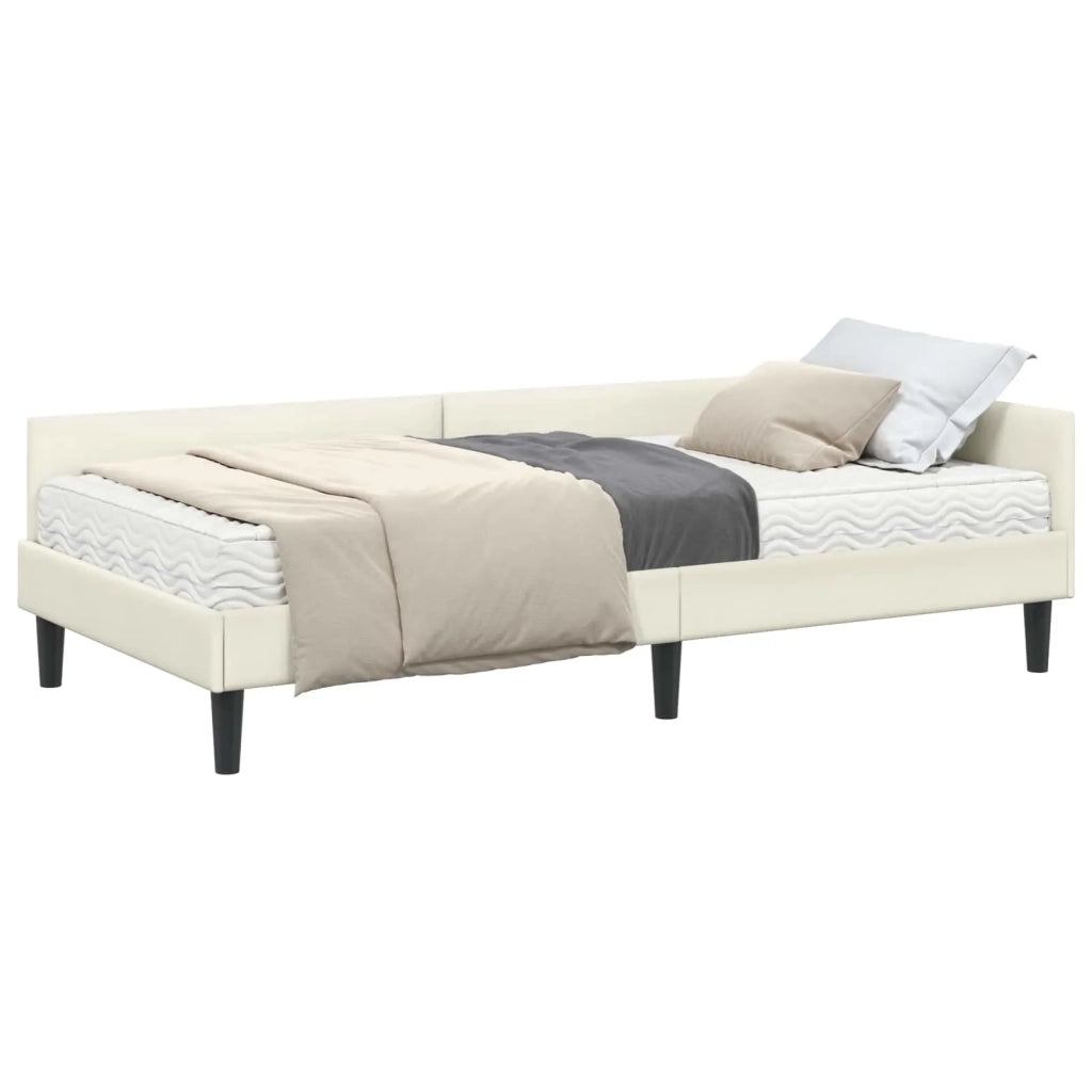 Struttura Letto Angolare con Materasso 2 pcs Crema Velluto 3393693