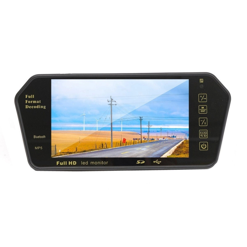 Trade Shop - Specchietto Retrovisore Monitor 7'' Bluetooth Usb Sd Tft Mp5 Camera Auto -