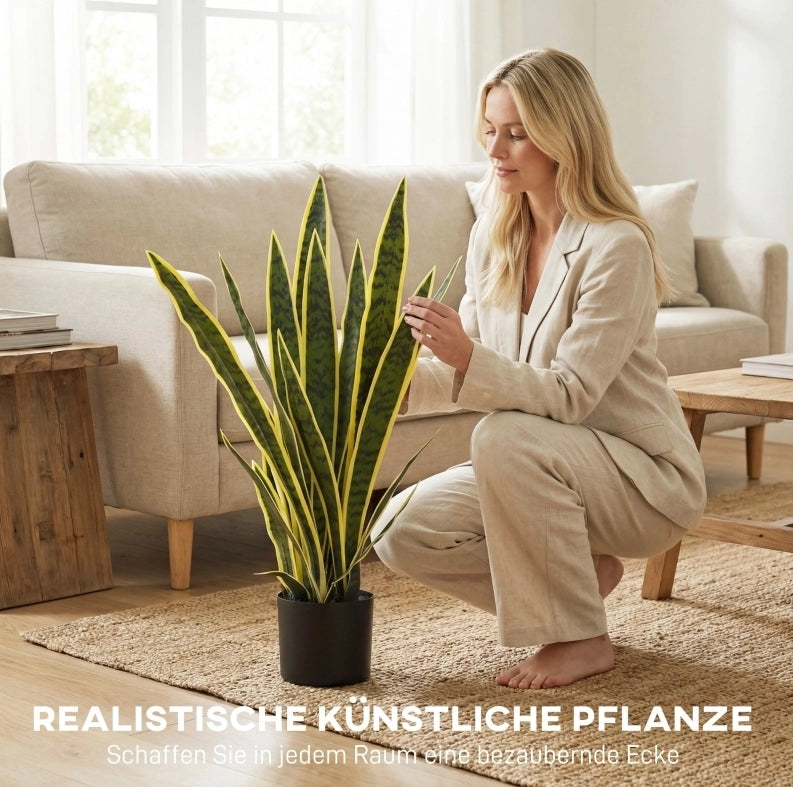 Pianta artificiale Sansevieria ?15x77 cm; aspetto realistico in polietilene verde