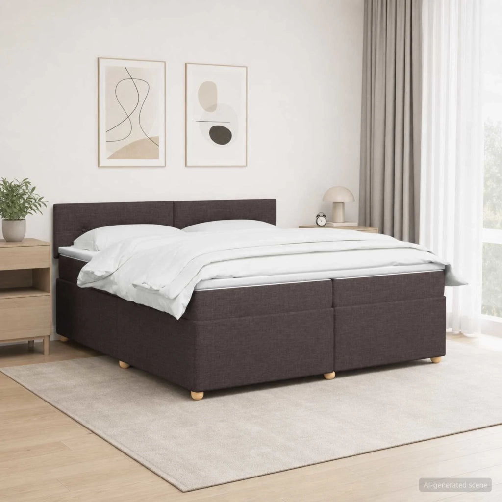 Letto box spring con materasso Marrone Scuro 200 x 200 cm 3452502