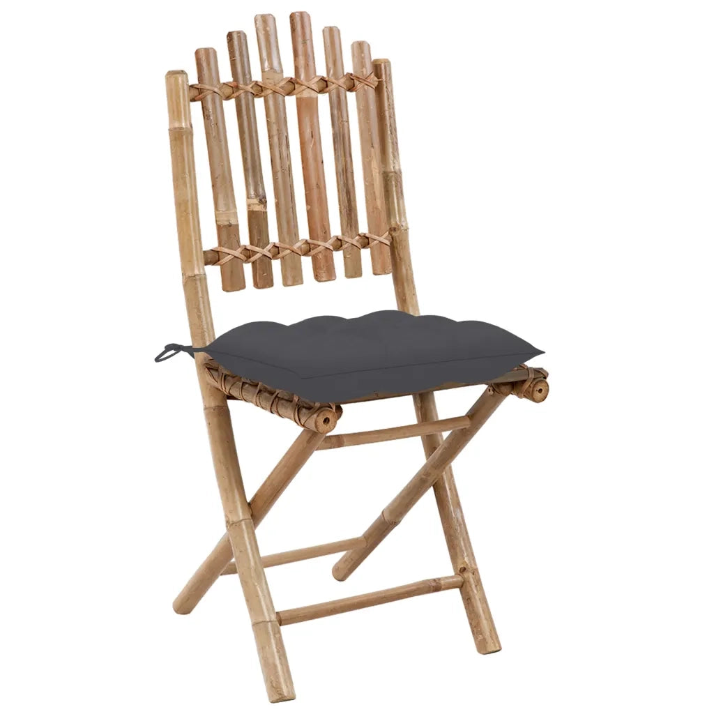 Set da Pranzo da Giardino 5 pz Pieghevole con Cuscini in Bambù 3063975