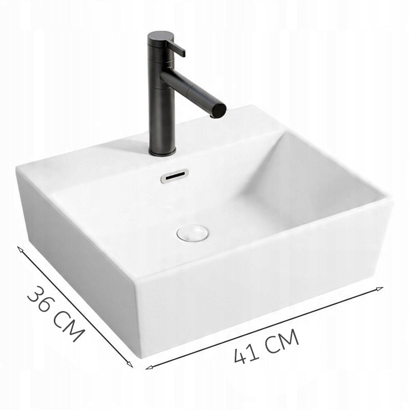 LAVABO IN CERAMICA DA APPOGGIO BIANCO RETTANGOLARE LOFT  GRANDE 41 x 36 CM