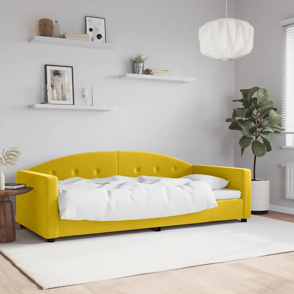 Letto singolo | Letto per adulti | Letto da Giorno Giallo 90x200 cm in Velluto