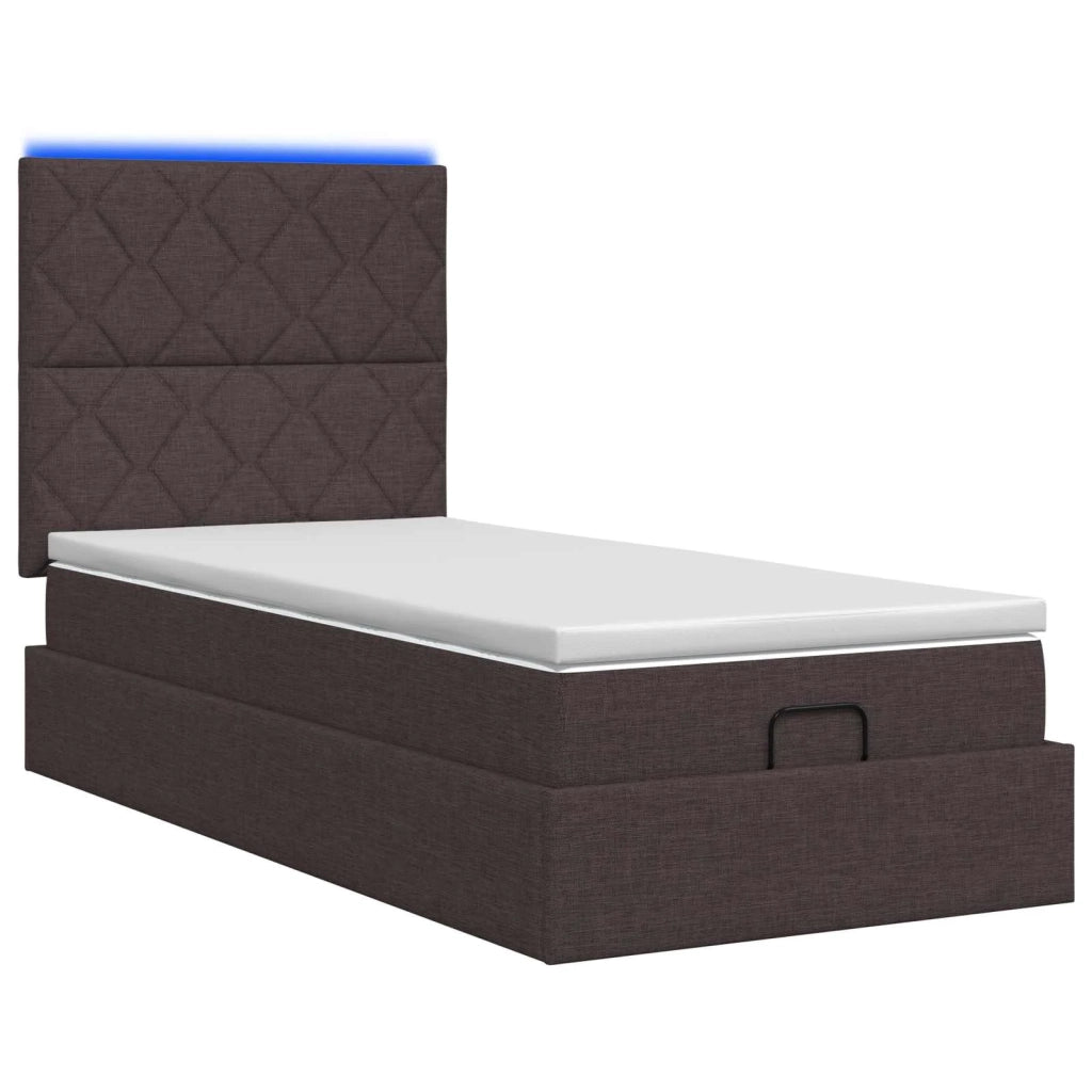 Letto Ottomano con Materasso e LED Marrone Scuro 80 x 200 cm 3458113