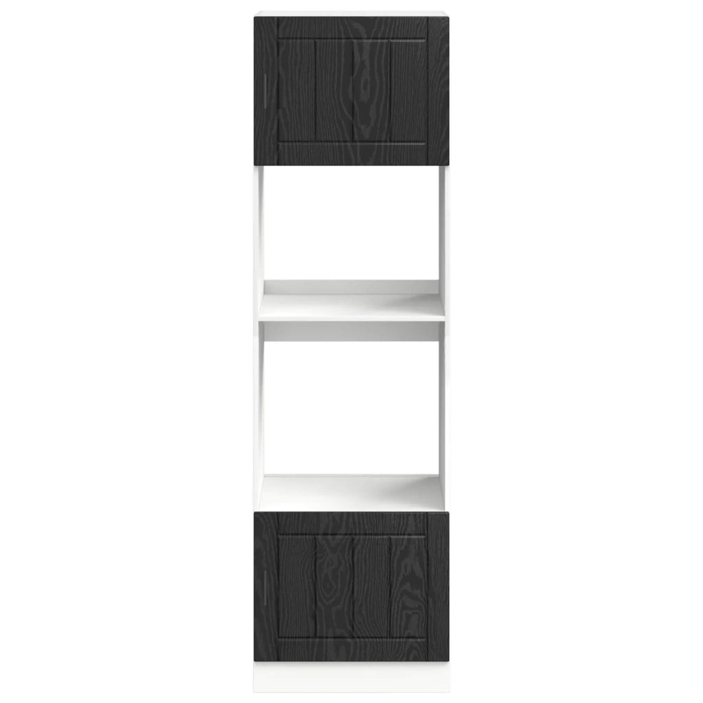 Mobile da cucina moderno da parete 60 x 57 x 207 cm spazio di archiviazione efficiente design elegante in legno ingegnerizzato rovere nero 02_0056324