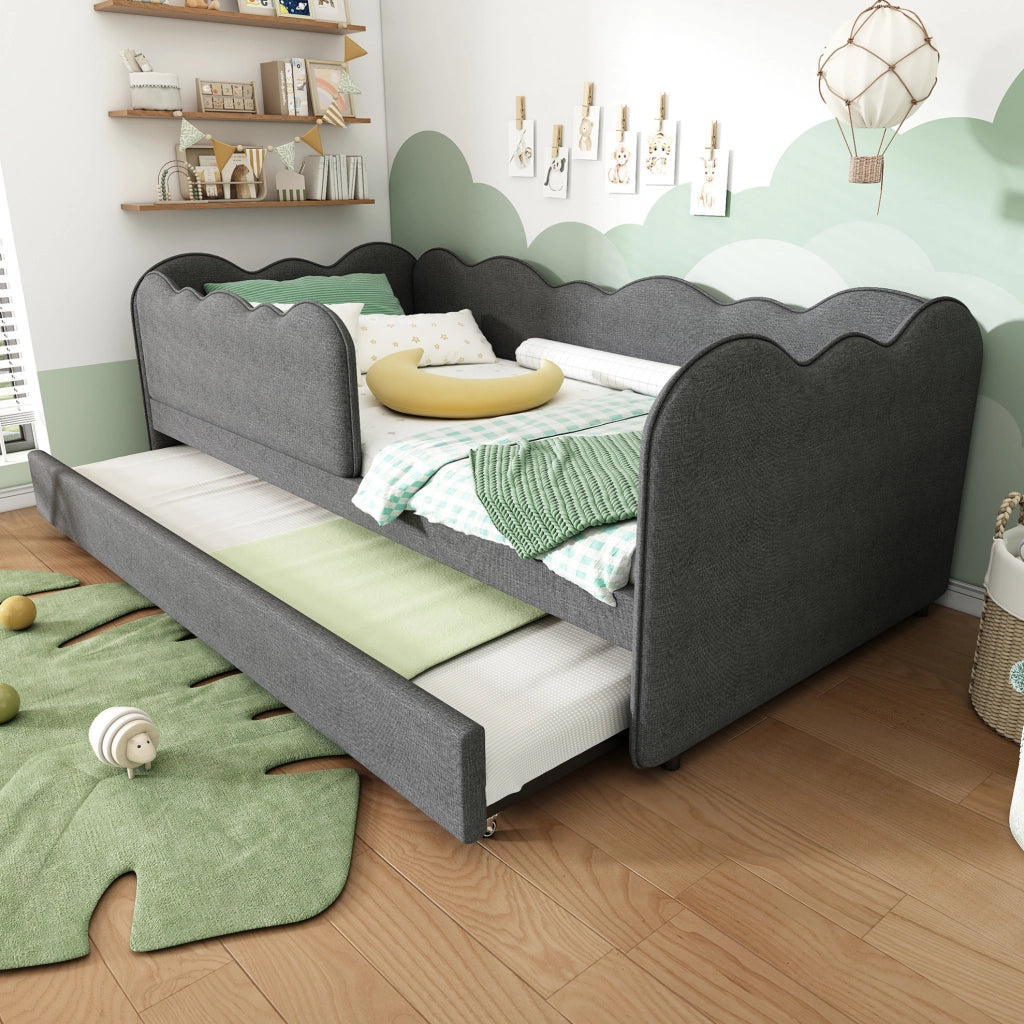 Letto da giorno 90x190 cm con letto estraibile, grigio