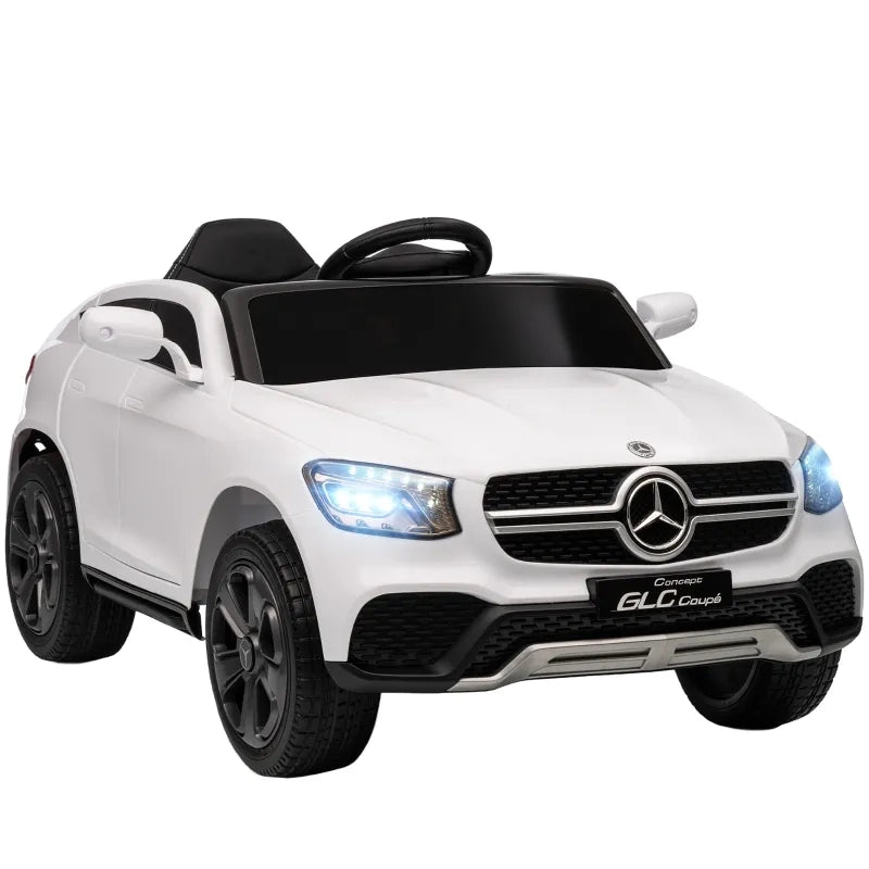 Auto elettrica per bambini 12V, bianca, con telecomando, luci LED, musica, 3 velocità, per 3-6 anni