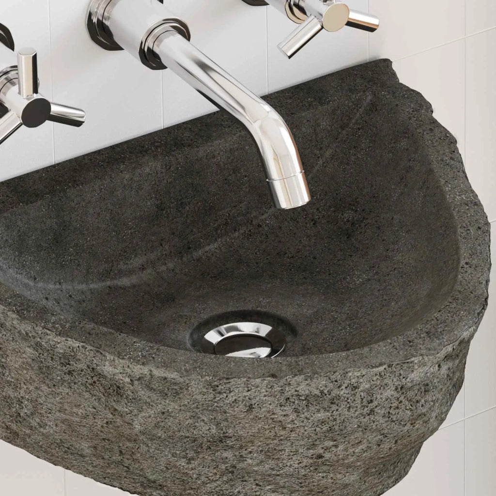 Lavabo a parete Grigio 37 x 30 x 12 cm Pietra fiume 4103951