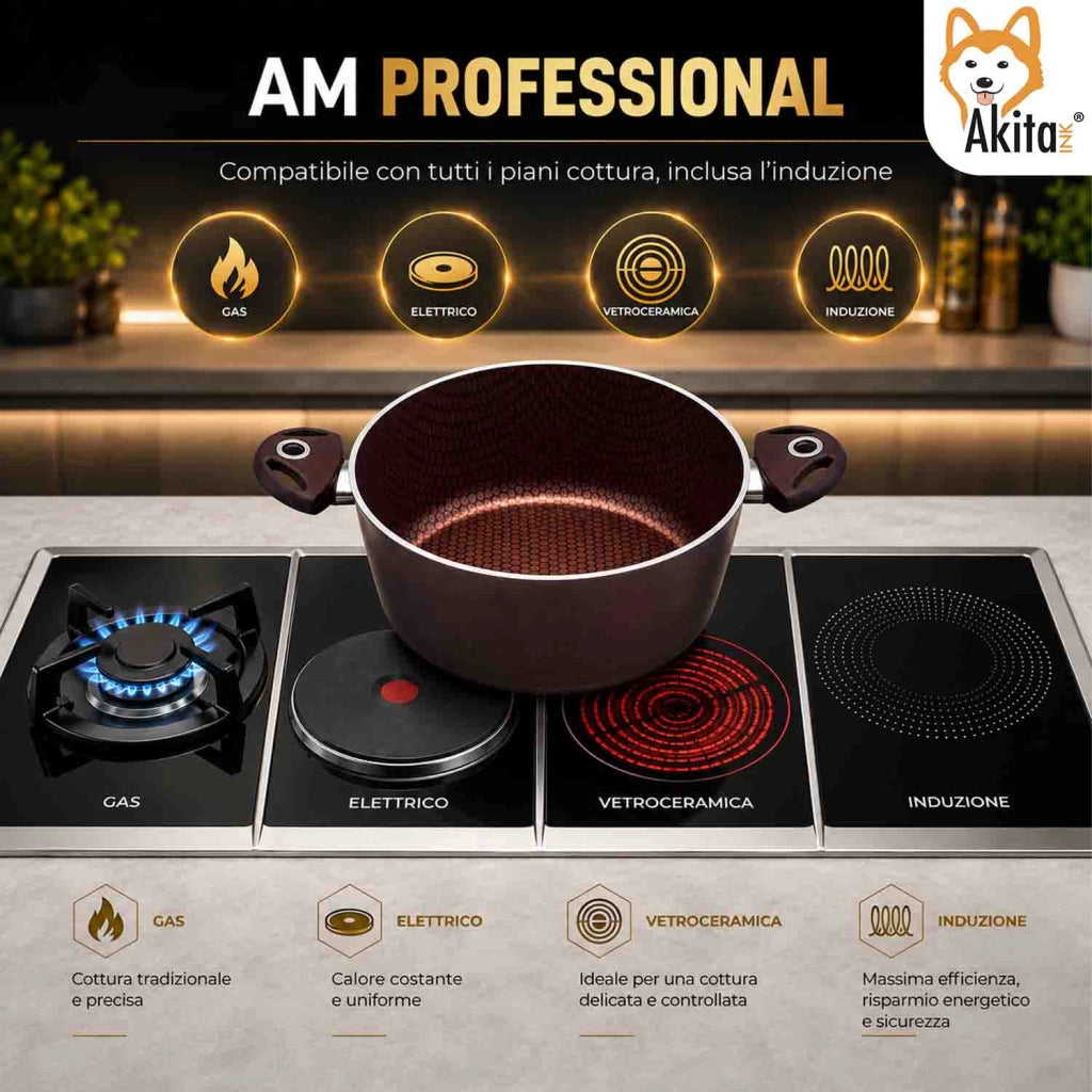 Akitaink Casseruola 20 cm Induzione Marrone