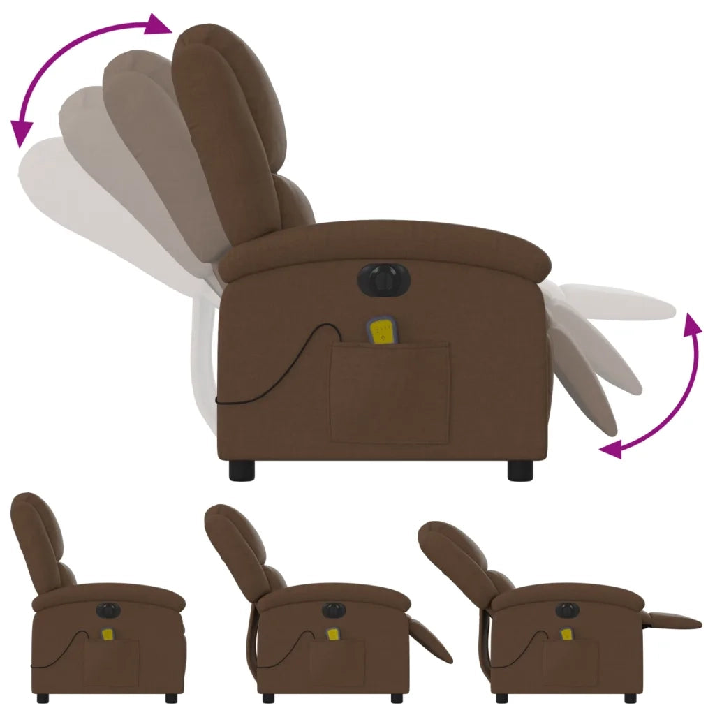 Poltrona Massaggiante | Sedia Relax Reclinabile Elettrica Marrone in Tessuto