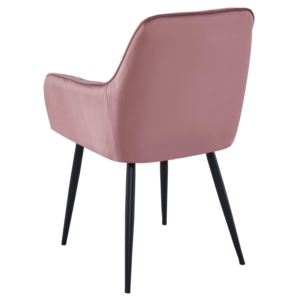 Set di 2 sedie Solden in velluto rosa con gambe nere