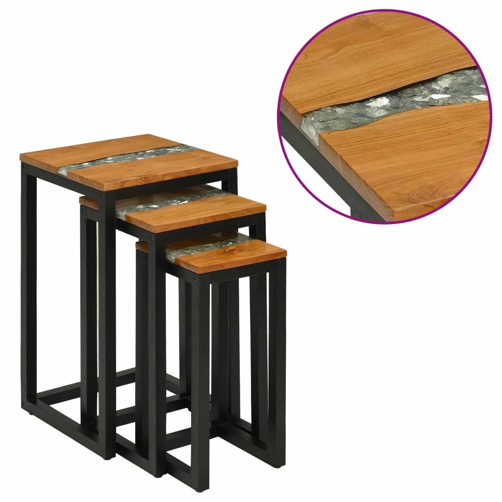Tavolo Nesting 3 pz Marrone Legno di teak solido CFW6646680