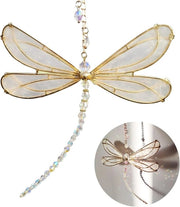 Decorazione per Parete con Design a forma di Libellula e Cristalli Pendenti per un'Atmosfera Elegante in Casa e Giardino