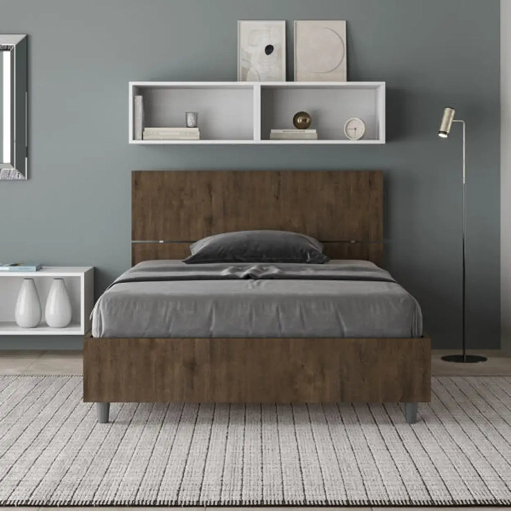 Letto una piazza e mezza senza rete 120x200 testata inclinata noce Demas