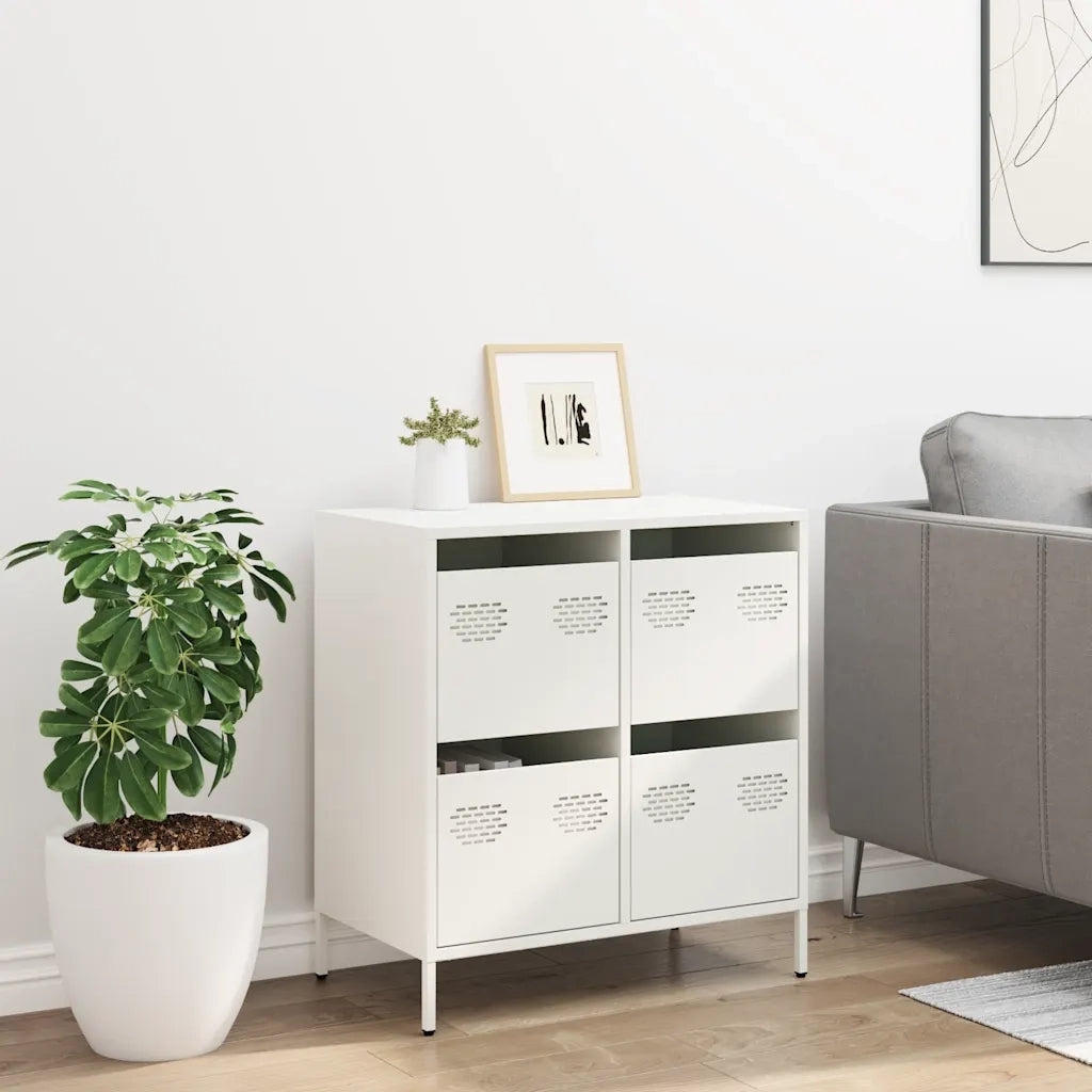 Credenza Bianca 68x39x73,5 cm in Acciaio Laminato a Freddo 851261