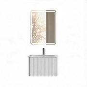 Mobile bagno con specchio con 1 cassetto; lavabo integrato e specchio LED antiappannamento per bagno; bianco