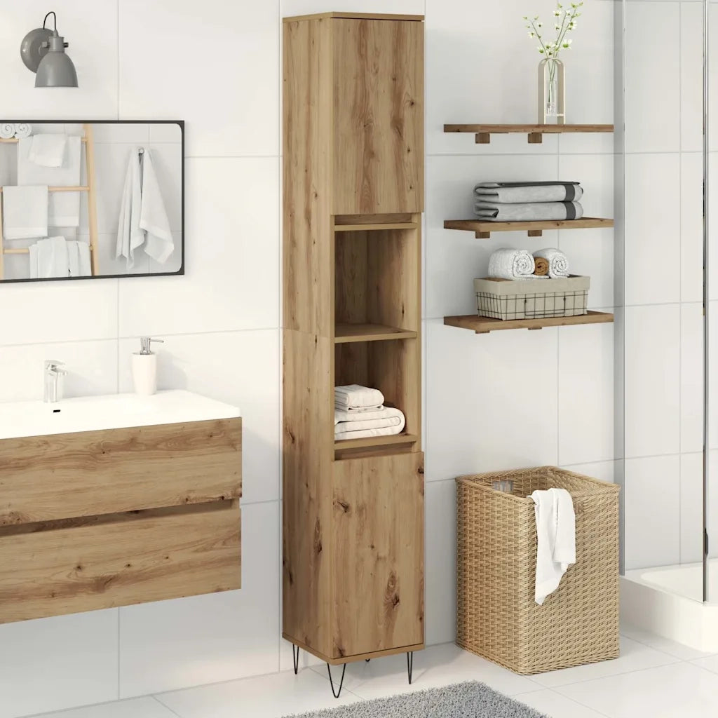 Armadietto Bagno Rovere 30x30x190 cm Legno Multistrato 857200