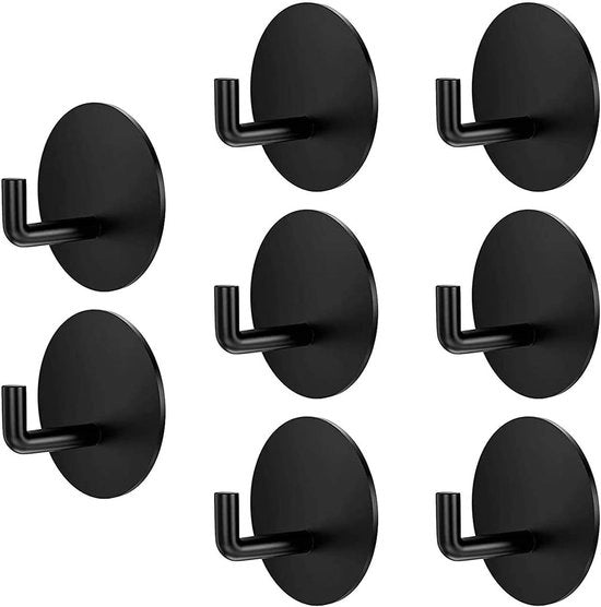 Hanger Autoadesivi Nero - Multifunzionale - Decorativo - Hanger per Parete - Organizzatore per la Stanza da Letto - 8 Pezzi
