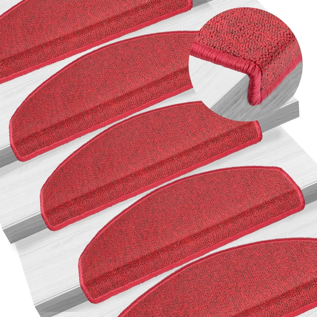 Tappetini per scale 10 pz | Gradini per Scale 65x24x4 cm Rossi Semicircolari Grandi
