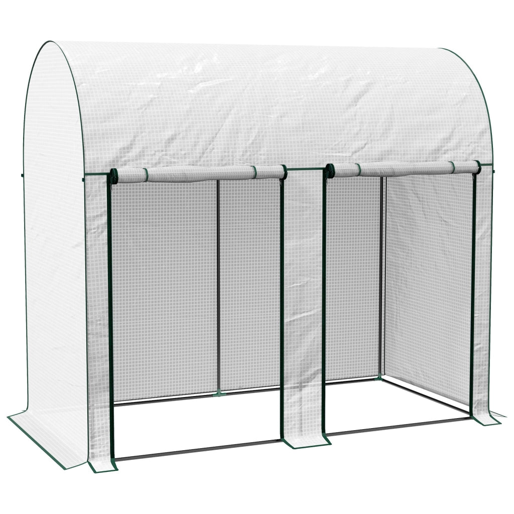 Serra da Giardino 2 m² 200x100x178 cm 2 Porte Avvolgibili Copertura in PE Bianco